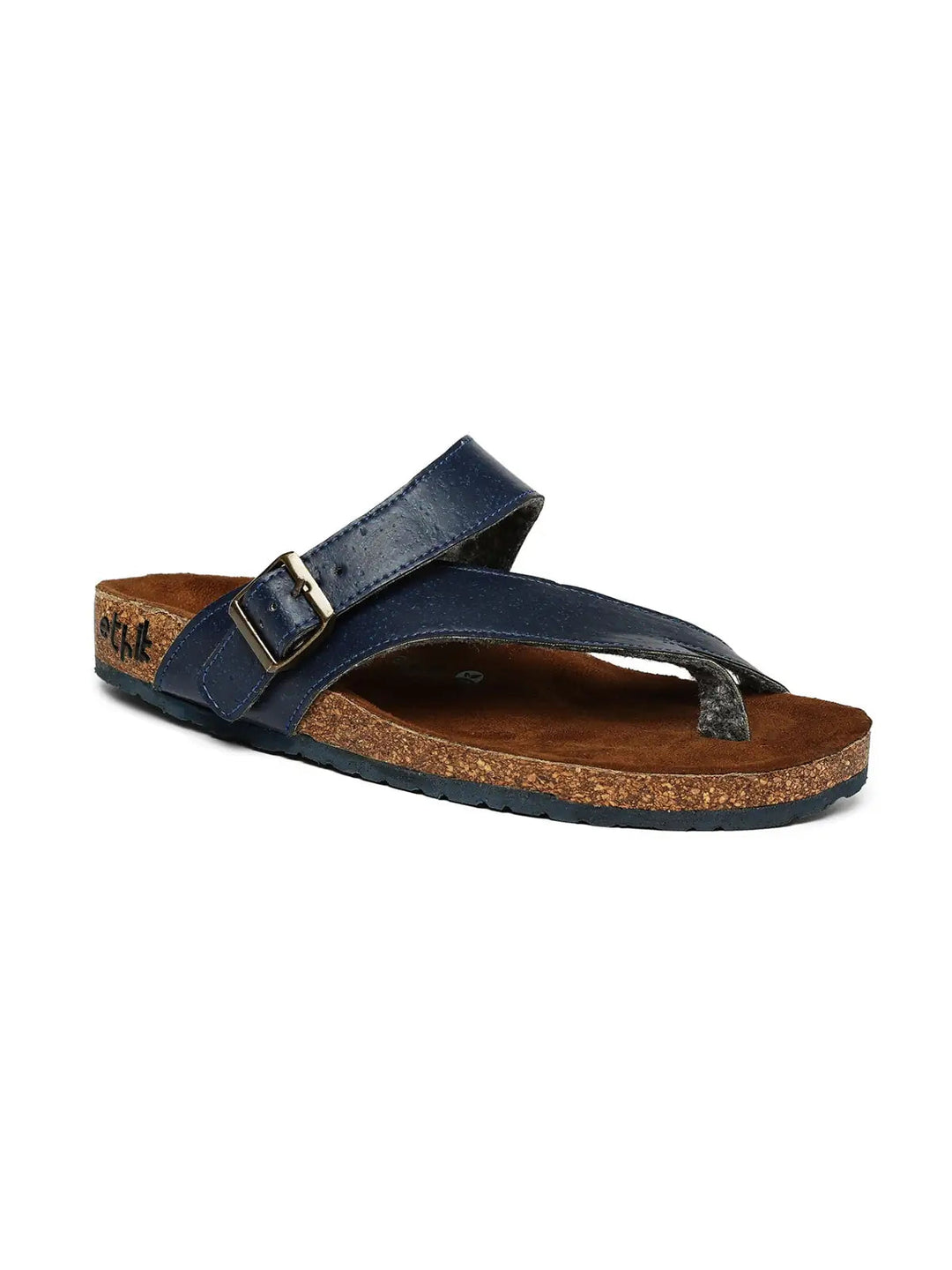 TUSK Navy Blue Cross-Strap Cork Footbed Sandals