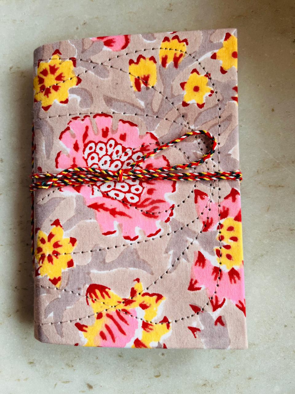 Set of 2 Handcrafted Fabric Diary | 15 × 10 cm | Peekaboo | Softbound with Strings