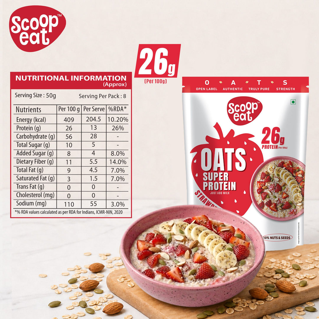 Scoopeat Assorted Oats pack of 2 -  26g Super High Protein Strawberry Oats