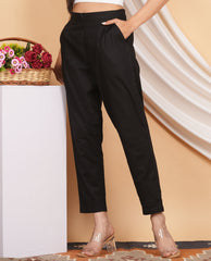 Bamboology Trends Women’s Linen Cotton Palazzo Pants – Effortless Style & Breathable Comfort | Black