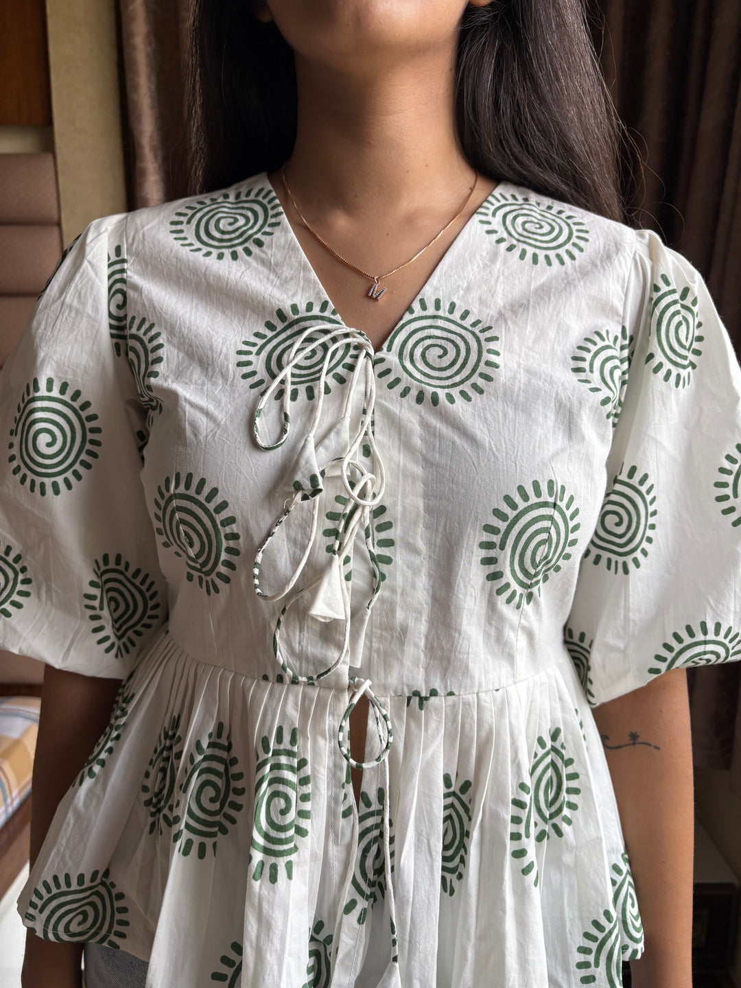 White Logo-Tie-up Top