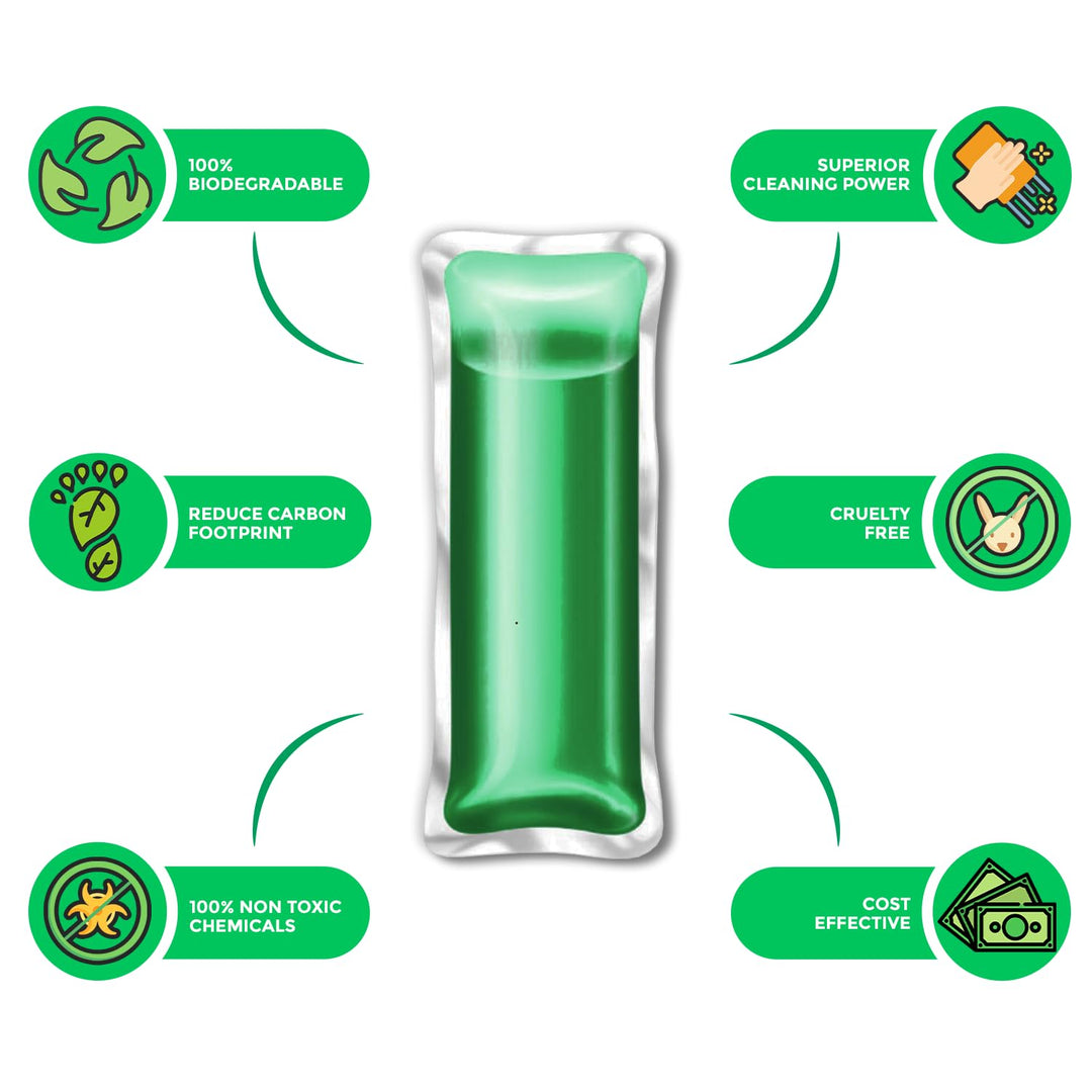 Ecosys Eco Friendly Disinfectant All Purpose Cleaner 5 litres Liquid Capsules - 1 Soluble Capsule Each (Pack of 4)