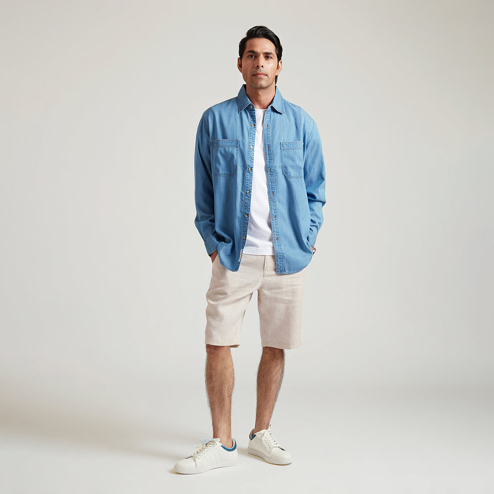 B77 ADMUND Eco-Friendly Semi-Formal Men's Denim Shirt