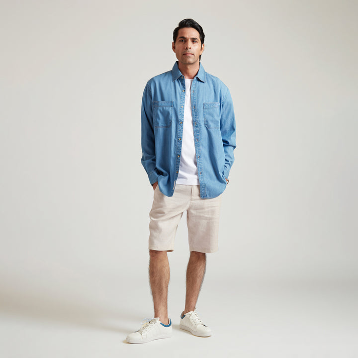 B77 ADMUND Eco-Friendly Semi-Formal Men's Denim Shirt
