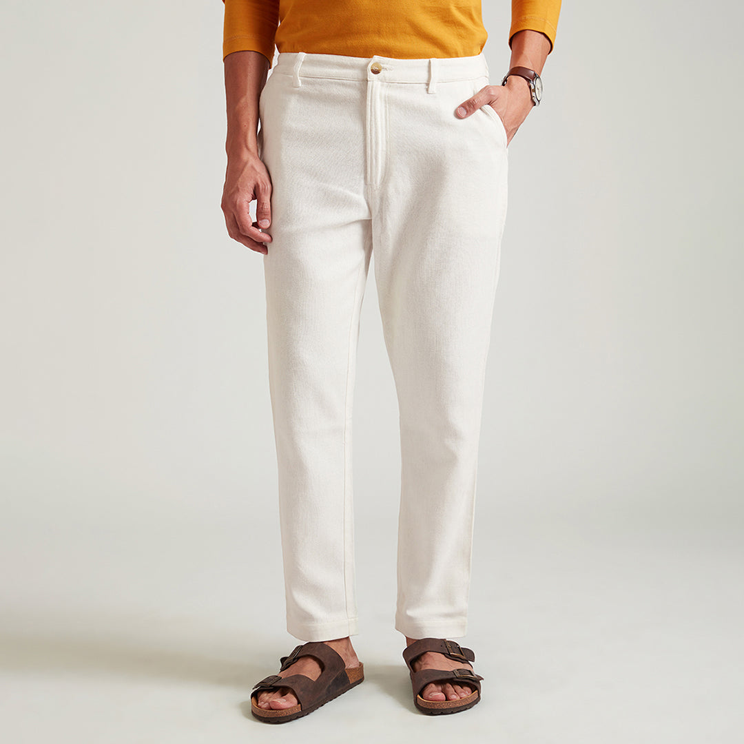 Buy B77 Men's Pristine White Organic Cotton Pants Online - Suspire