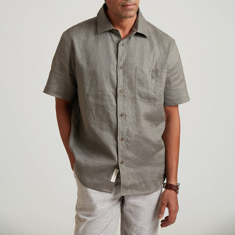 B77 Men's Classic Half Sleeves Linen Shirt