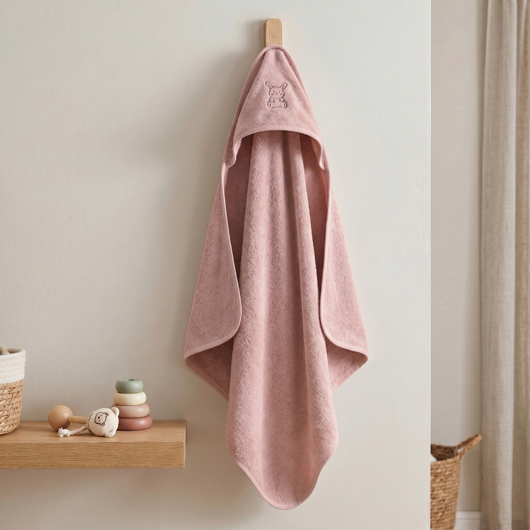 Country Village Baby Hooded Towel -Bunny Embroidered