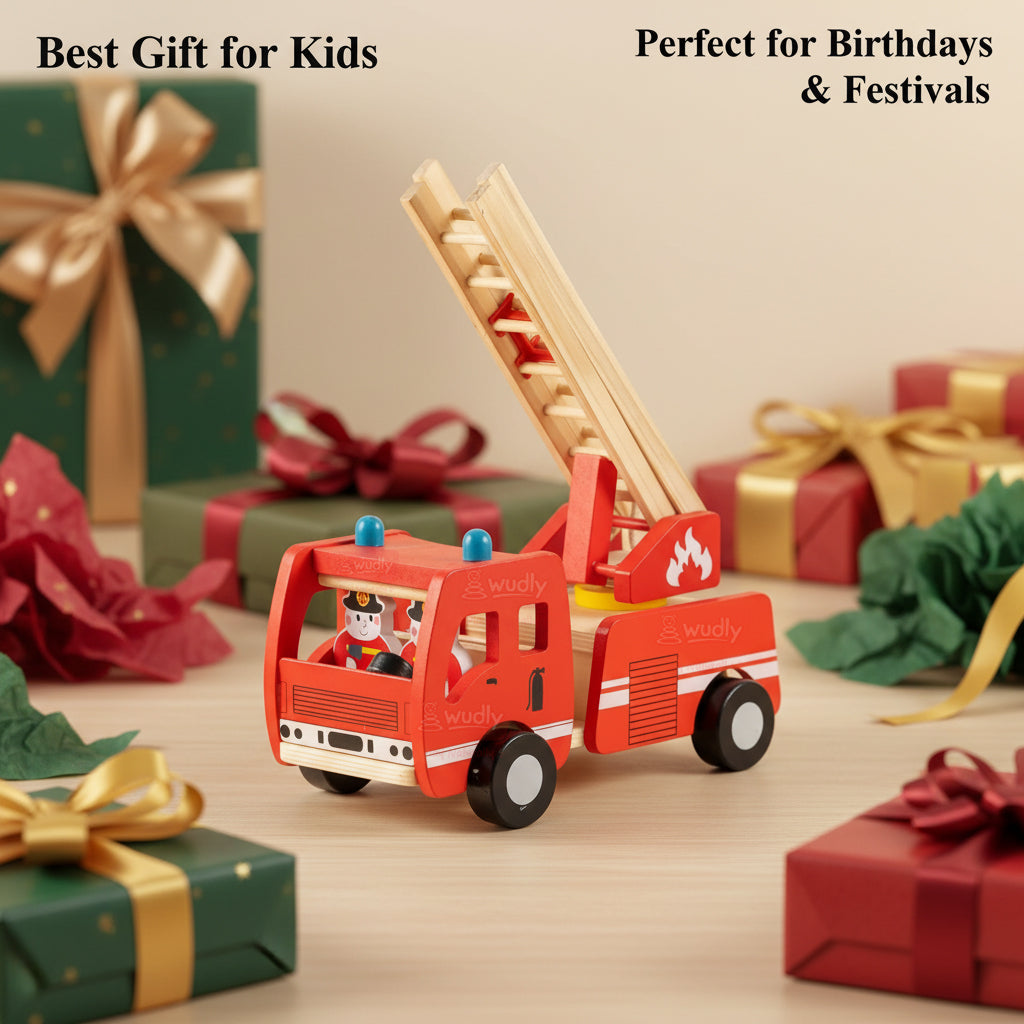 Wudly Wooden Fire Truck