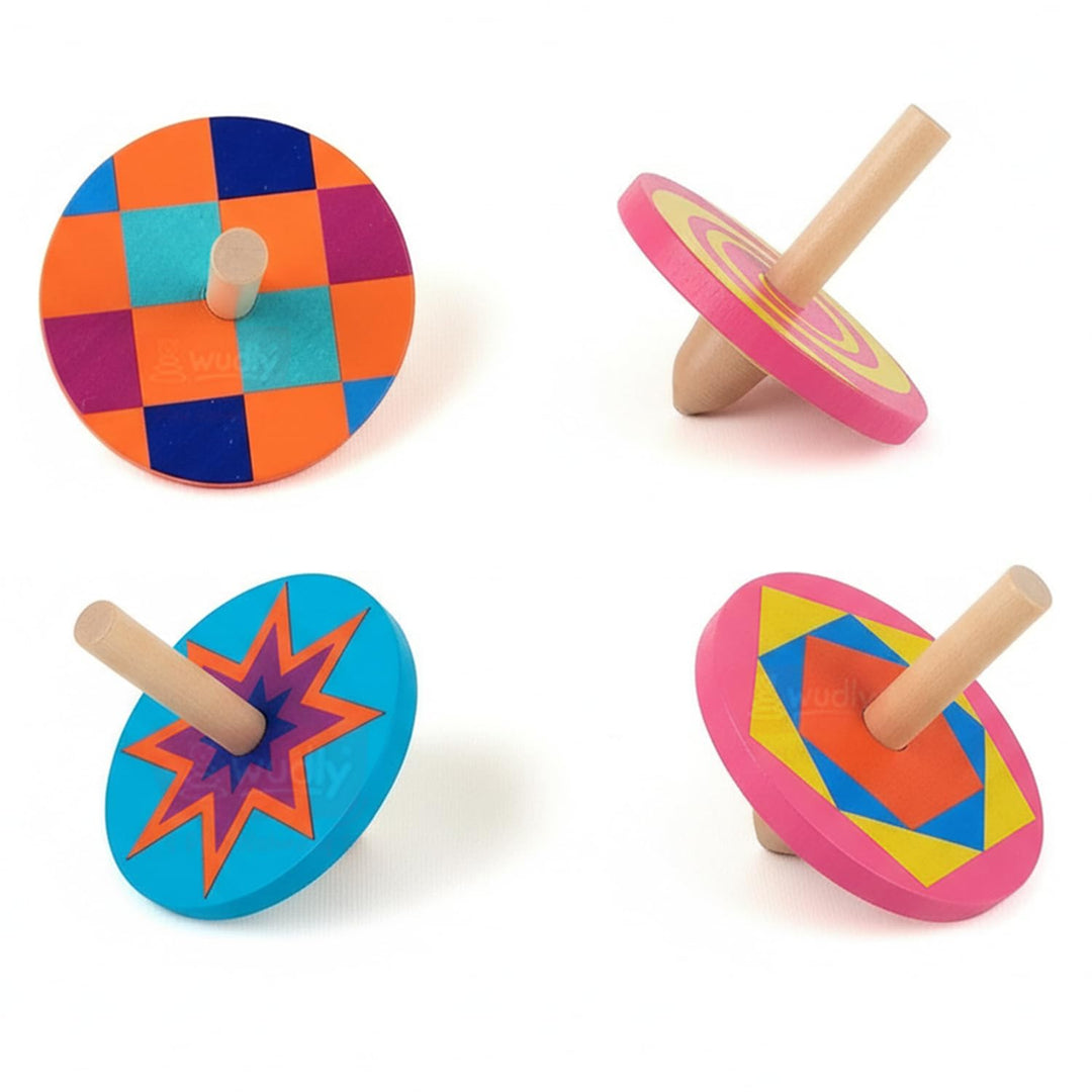 Wudly Wooden Big Top with Pattern(set of 4)