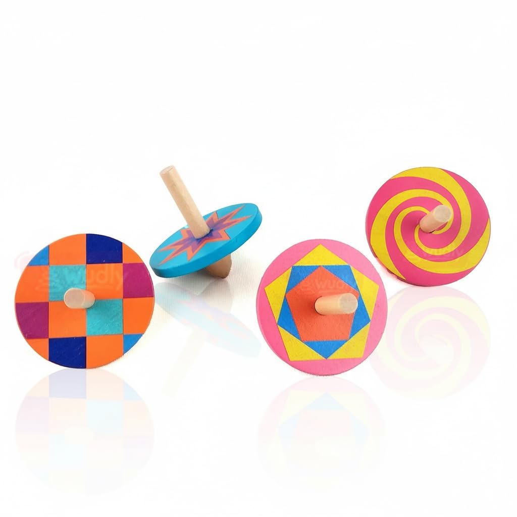 Wudly Wooden Big Top with Pattern(set of 4)