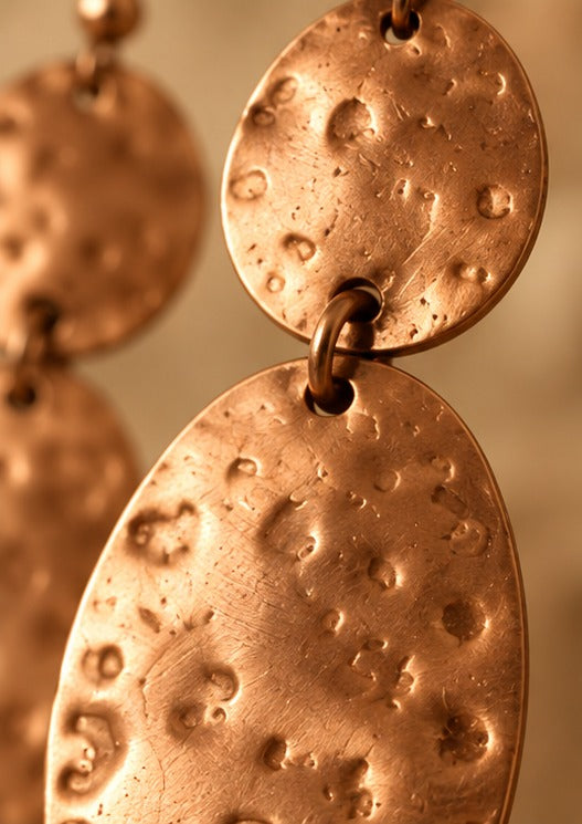 Bamboology Trends Hammered Copper Drop Earrings | Oval Design