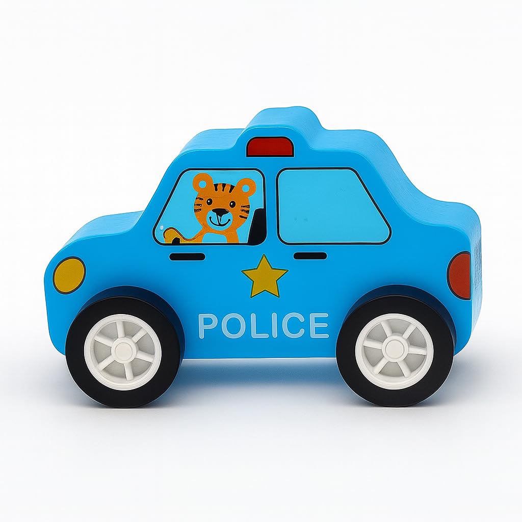 Wudly Wooden Car set (Police, Taxi , Fire fighter, School bus, Ambulance, Trash 