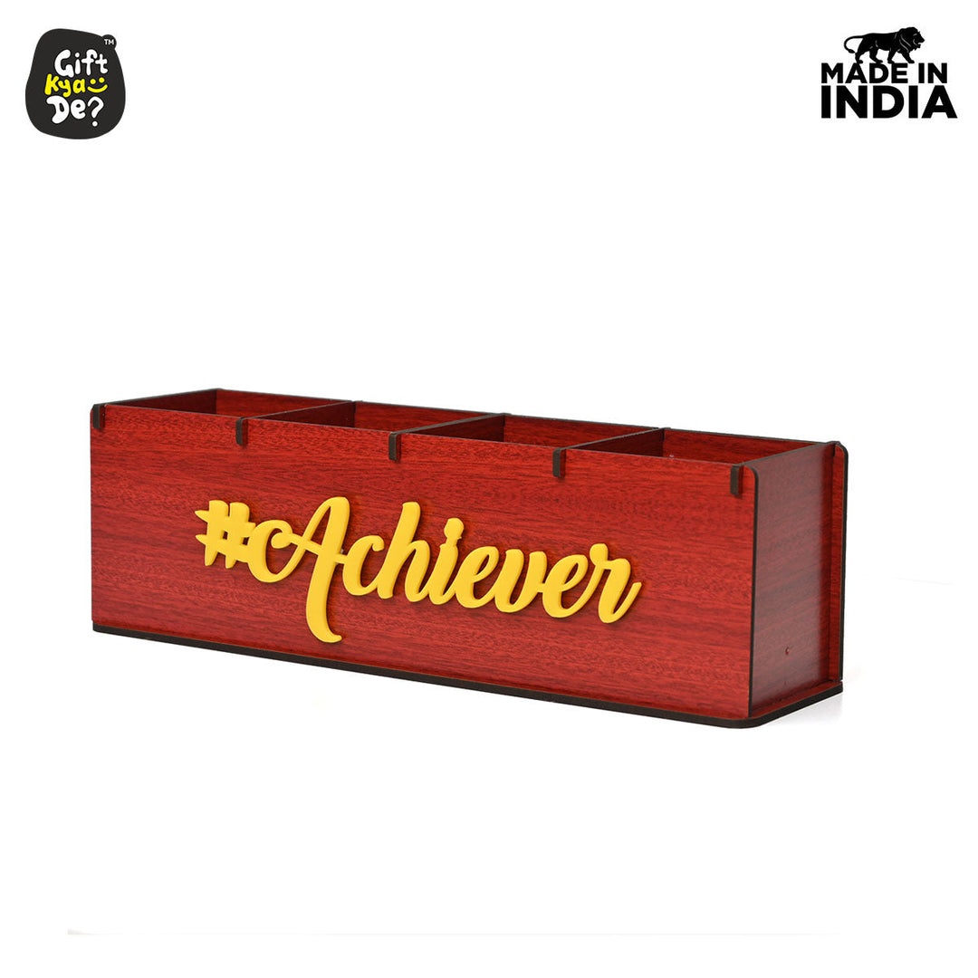 Gift Kya De Motivational Desk Organizer | 4 Compartments | Desk Accessories