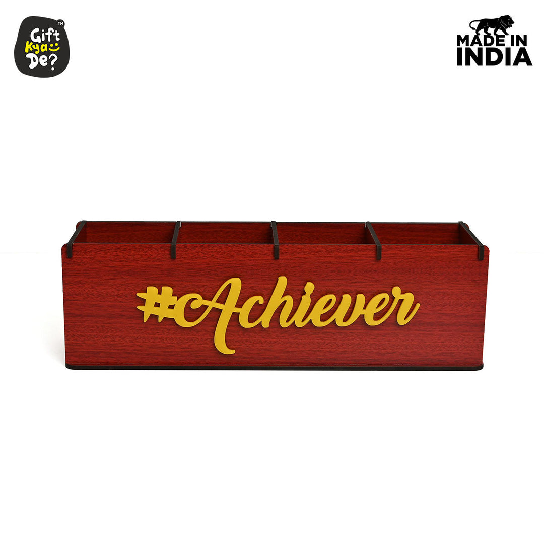 Gift Kya De Motivational Desk Organizer | 4 Compartments | Desk Accessories