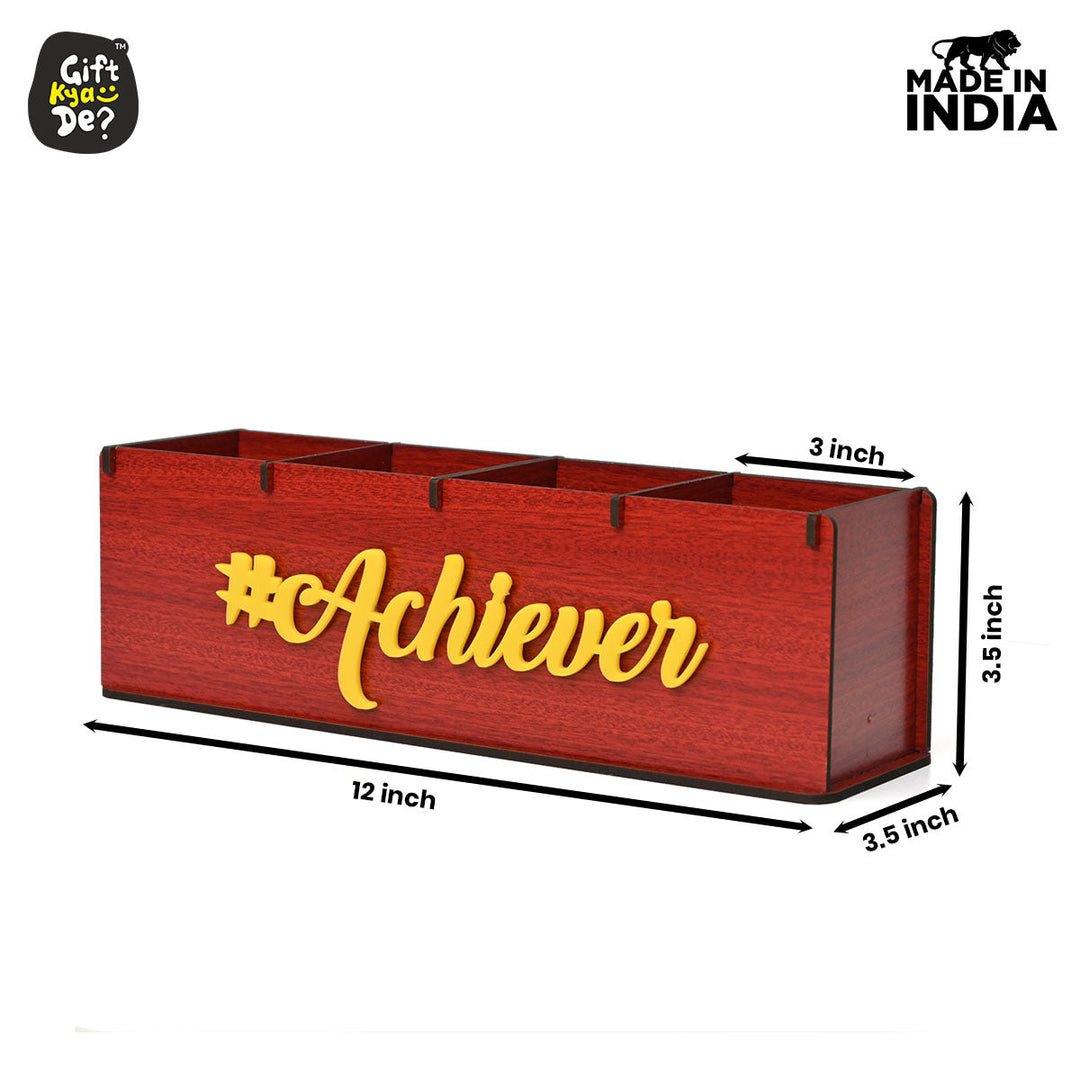 Gift Kya De Motivational Desk Organizer | 4 Compartments | Desk Accessories