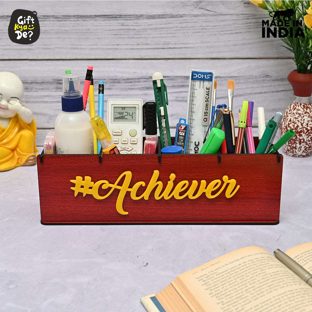 Gift Kya De Motivational Desk Organizer | 4 Compartments | Desk Accessories