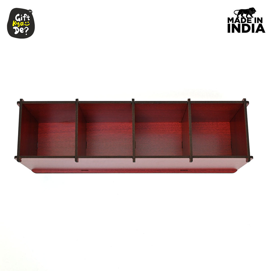 Gift Kya De Motivational Desk Organizer | 4 Compartments | Desk Accessories