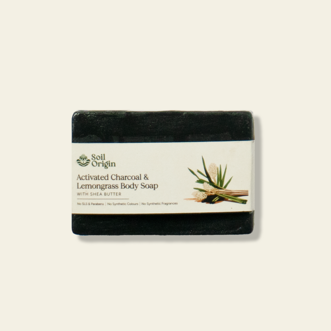 Soil Origin ⁠⁠Activated Charcoal & Lemongrass Body Soap (Shea Butter) - 100 Gm
