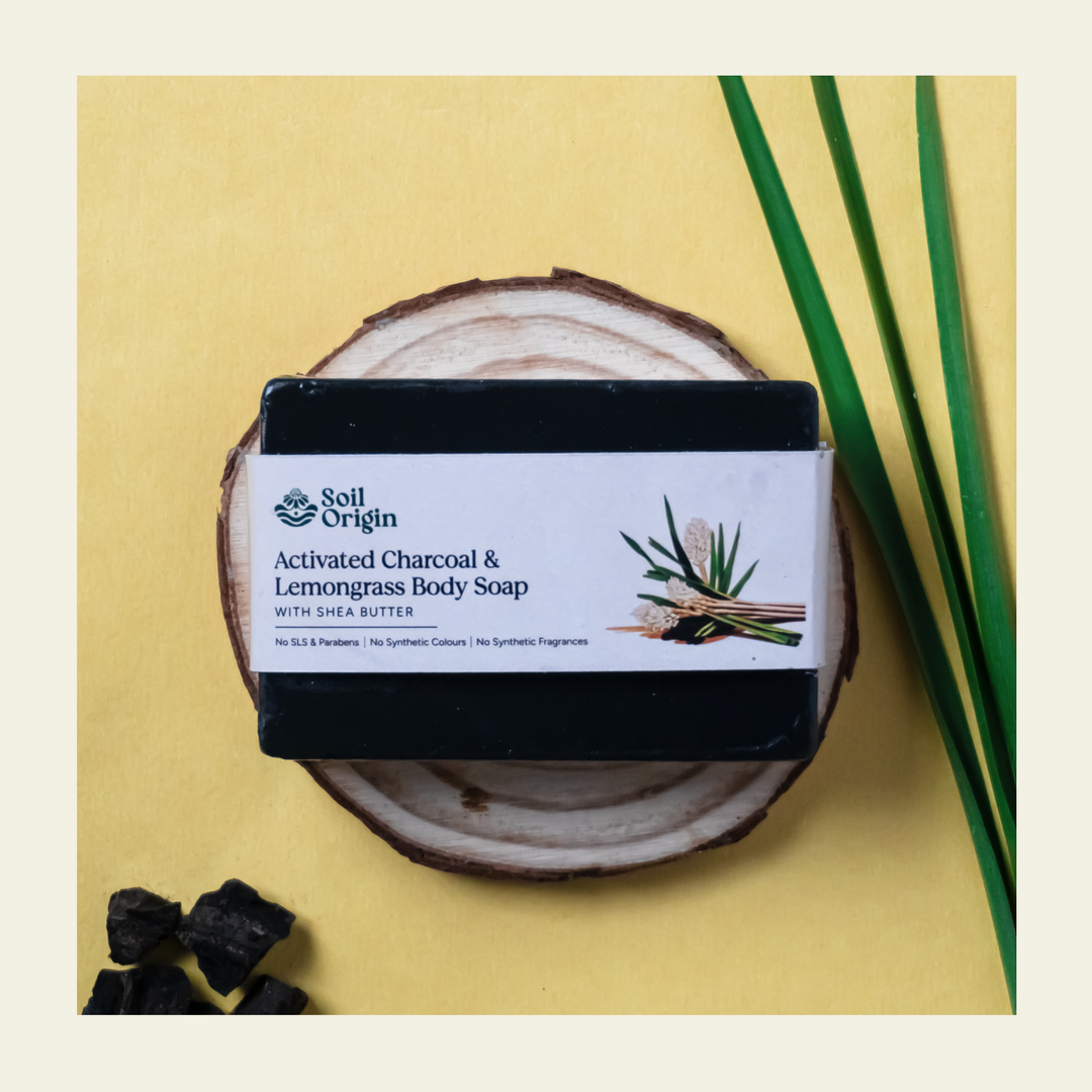 Soil Origin ⁠⁠Activated Charcoal & Lemongrass Body Soap (Shea Butter) - 100 Gm