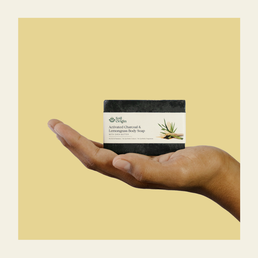Soil Origin ⁠⁠Activated Charcoal & Lemongrass Body Soap (Shea Butter) - 100 Gm