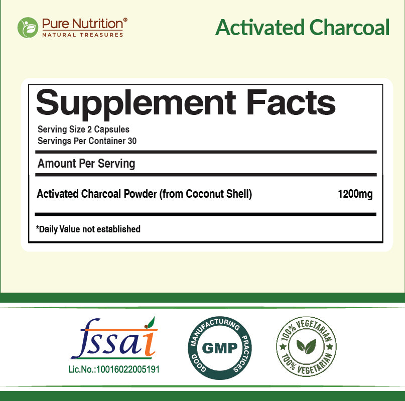 Activated Charcoal – 1200mg | Derived from Coconut Shells