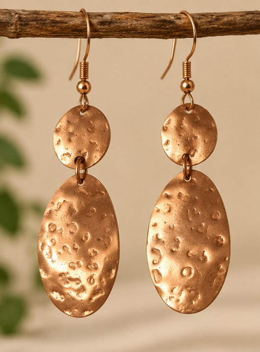Bamboology Trends Hammered Copper Drop Earrings | Oval Design