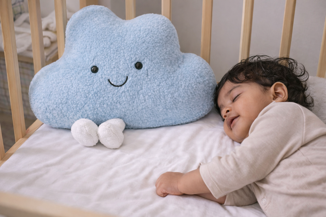 Soft Skies Cloud Pillow | Aesthetic Nursery Cushion | Bamboo Terry Soft Toy Pillow | Neutral Baby Room Decor