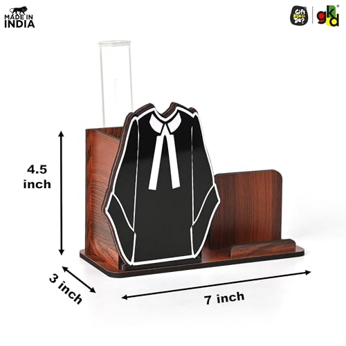 Advocate - Doctor Themed Wooden Desk Organizer | Mobile Stand, Pen Holder, Visiting Card Slot & Test Tube Planter - Suspire