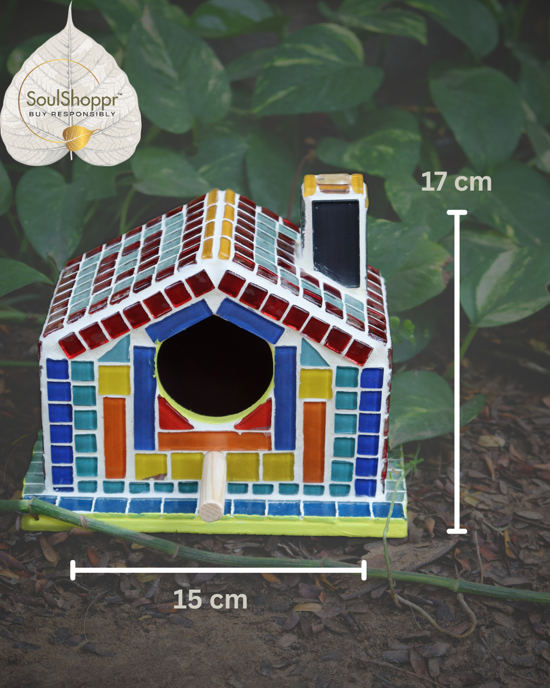 Handmade Cozy Mosaic Bird House |Outdoor Resting Place for Small Birds | Wooden Bird House | Yard, Garden & Outdoor Living | Bird & Wildlife Accessories 