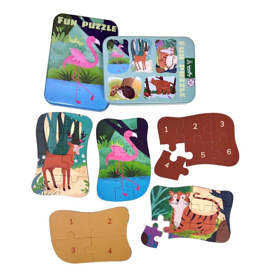 Wudly Wooden Progressive Puzzle Metal Box Land creature-1(Flamingo)
