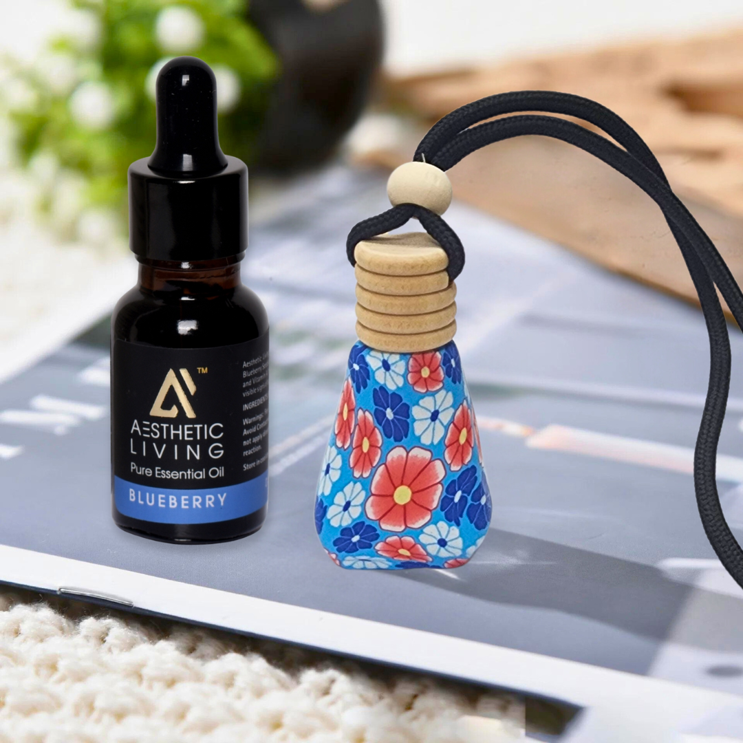 Aesthetic living car aromatizer / diffuser bottle with essential oil(vase shape-15ml+ essential oil 15ml)