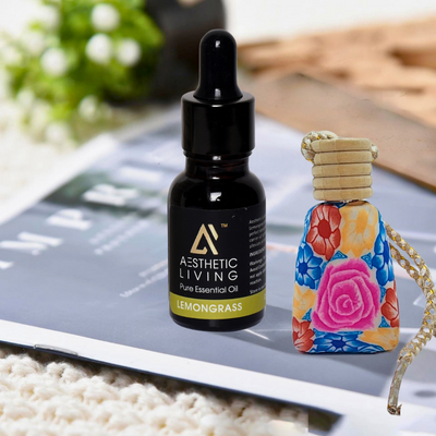 Aesthetic living car aromatizer/diffuser bottle with essential oil(vase shape-15ml+ essential oil 15ml)