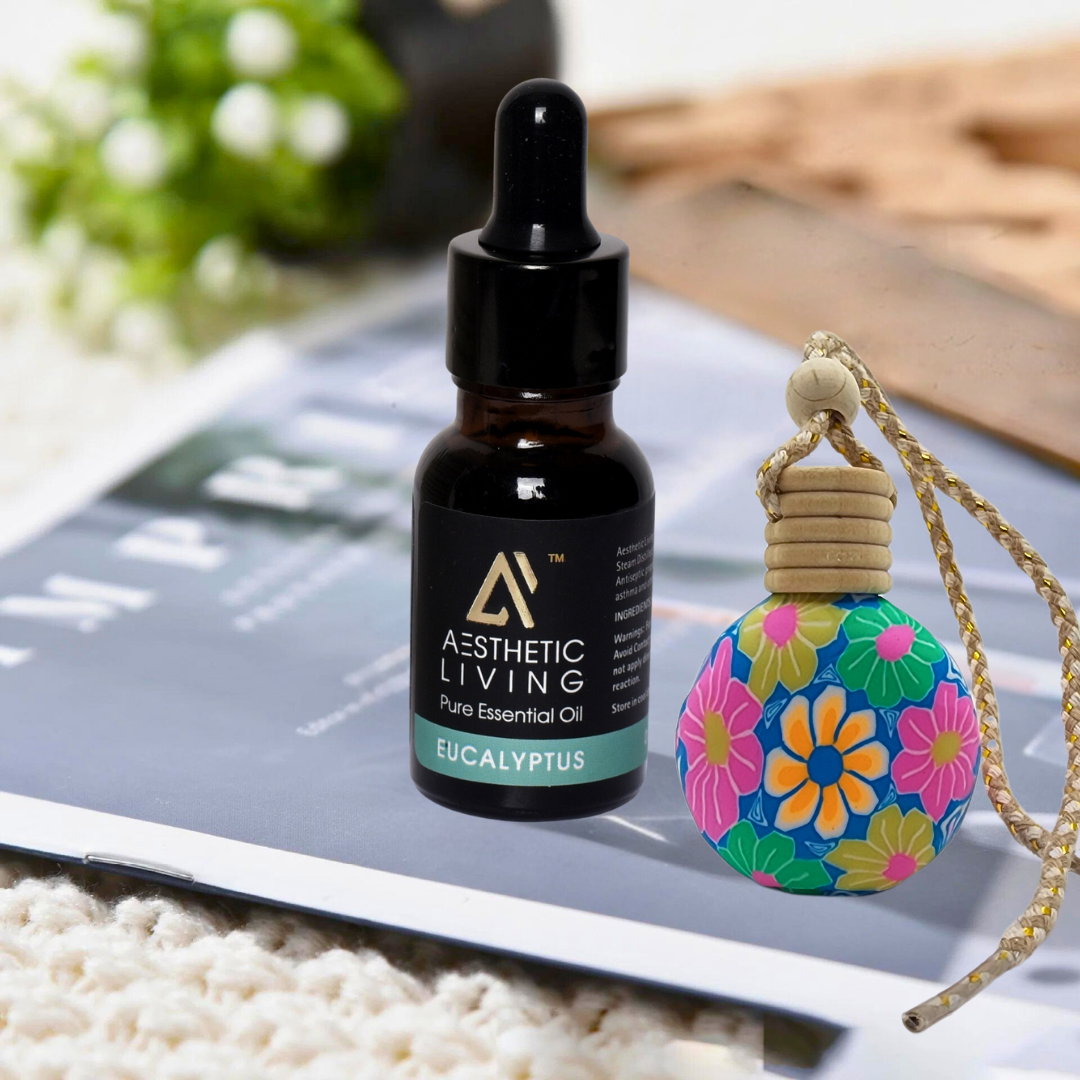 Aesthetic living car aromatizer / diffuser bottle with essential oil(vase shape-15ml+ essential oil 15ml)