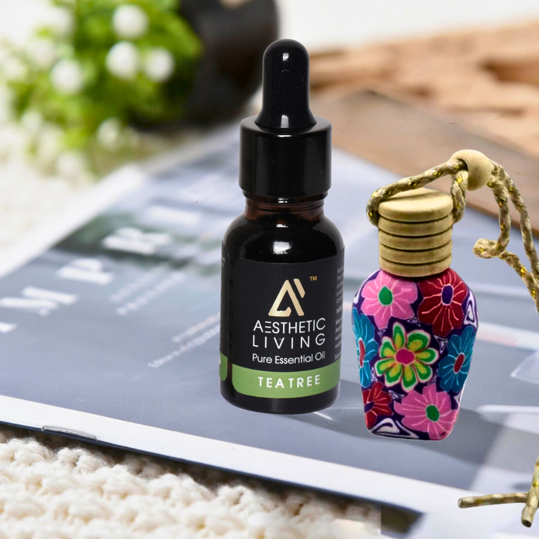 Aesthetic living car aromatizer / diffuser bottle with essential oil(vase shape-15ml+ essential oil 15ml)