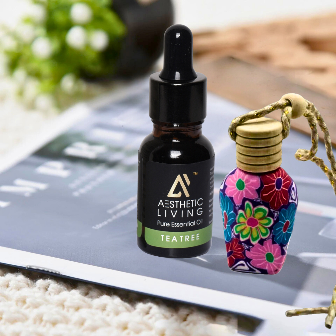 Aesthetic living car aromatizer/diffuser bottle with essential oil(vase shape-15ml+ essential oil 15ml)