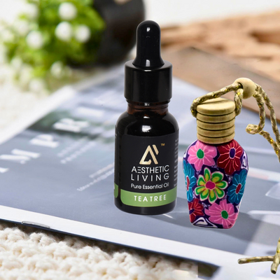 Aesthetic living car aromatizer/diffuser bottle with essential oil(vase shape-15ml+ essential oil 15ml)