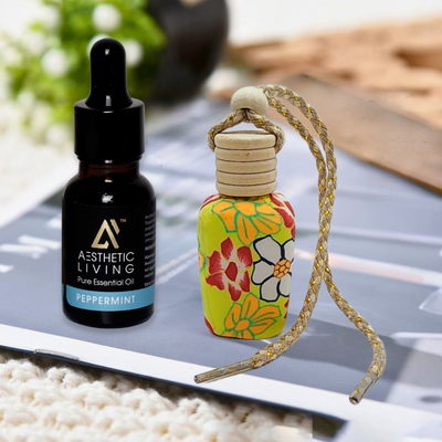 Aesthetic living car aromatizer/diffuser bottle with essential oil(vase shape-15ml+ essential oil 15ml)