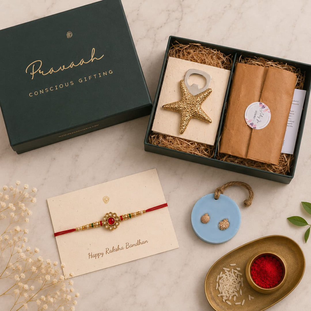Sea Breeze Luxury Handmade Rakhi Gift Hamper | Premium Raksha Bandhan Gift Box for Brother & Sister