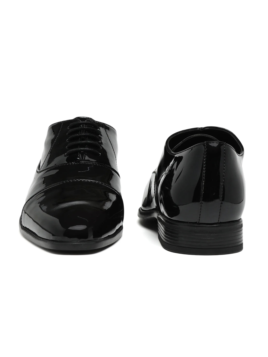 Suit Up Patent Black Cap-Toe Oxford Shoes