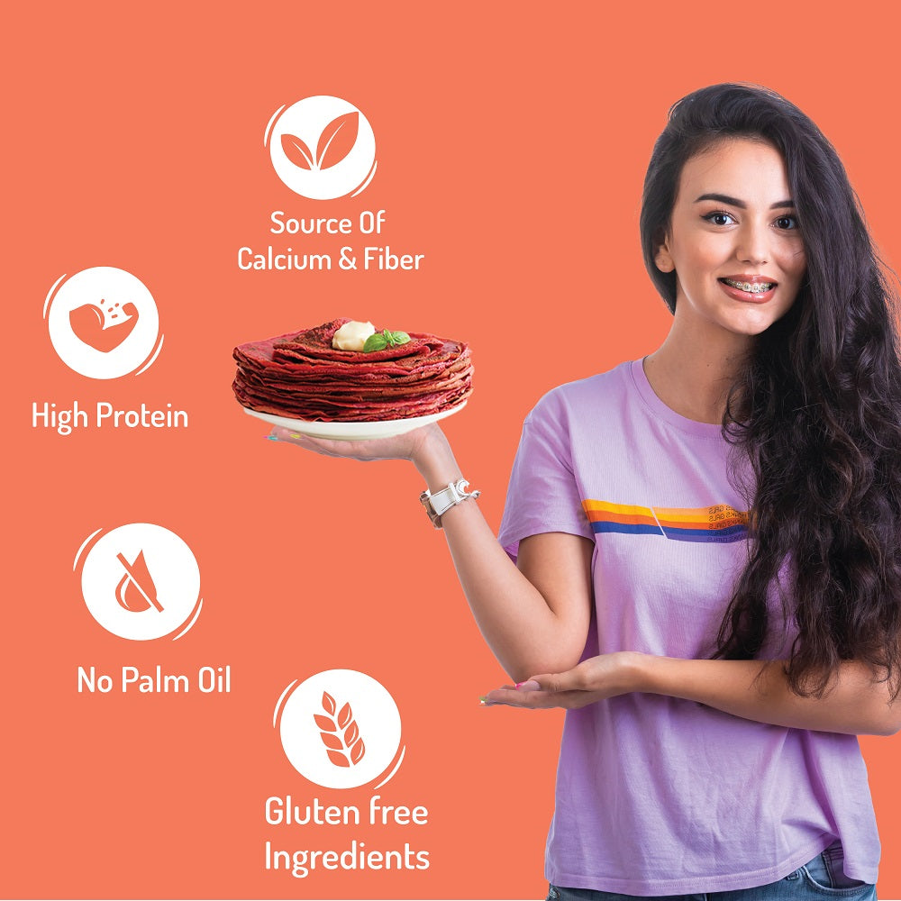 Gladful Sprouted chilla beetroot spinach carrot methi - lentils and millets instant mix combo (4 packs) - 800 gms