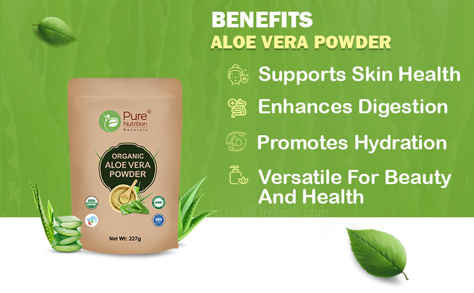 Pure Nutrition Organic Aloe Vera Powder - 227g | For Skin Health, Digestion & Hydration