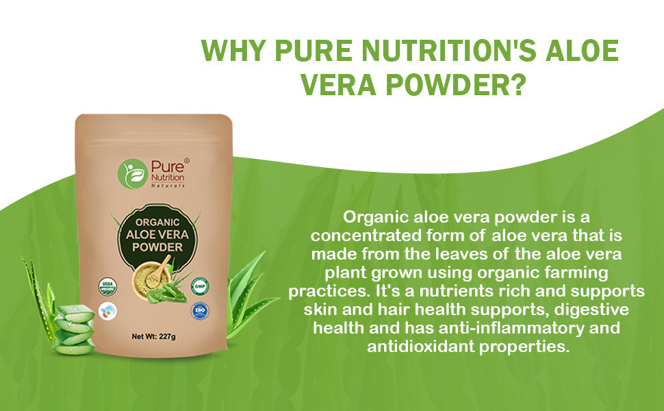 Pure Nutrition Organic Aloe Vera Powder - 227g | For Skin Health, Digestion & Hydration