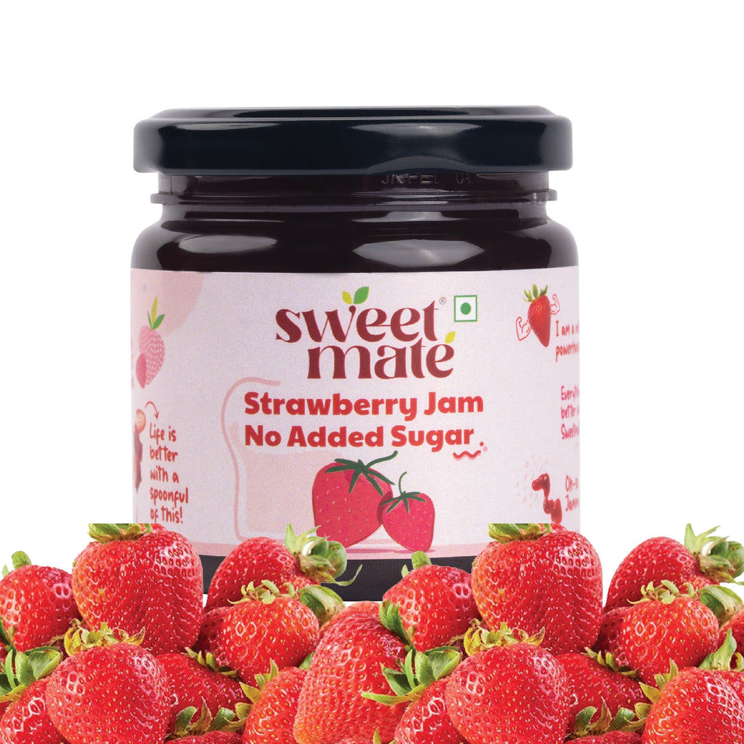 Sweetmate No Added Sugar Strawberry Jam - (220g) | With Real Fruits | Diabetic and keto Friendly