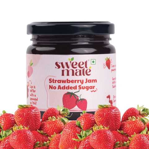Sweetmate No Added Sugar Strawberry Jam - (220g) | With Real Fruits | Diabetic and keto Friendly