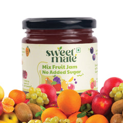 Sweetmate No Added Sugar Mix Fruit Jam (220g) | With Real Fruits | Diabetic and keto Friendly
