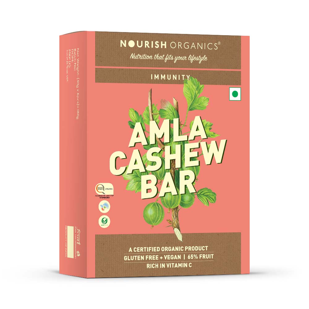Nourish Organics Amla Cashews Bar, 30g (Pack of 6)