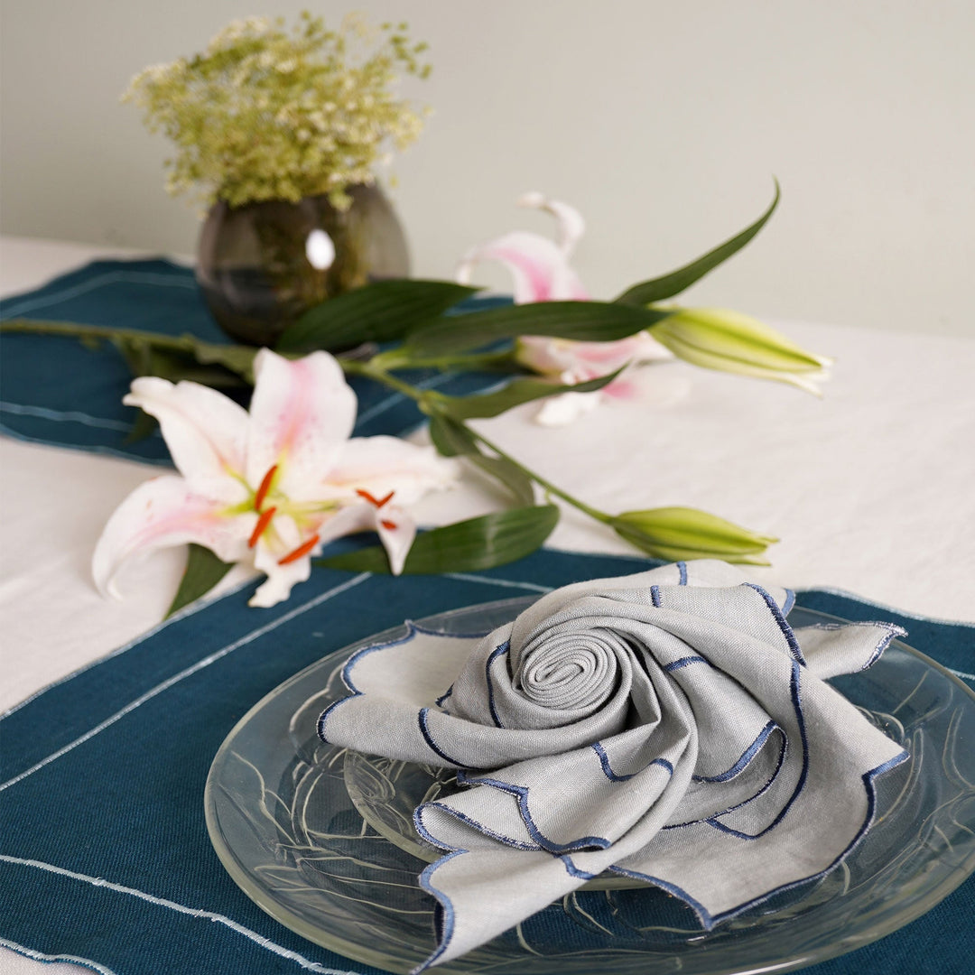 Pravaah Ananta - embroidered hemp placemats set
