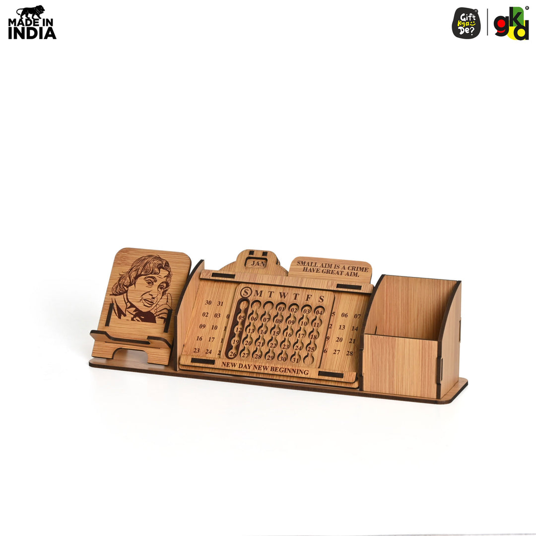 Gift Kya De Lifetime Calendar With Desk Organizer and Mobile Stand | Desk Calendar | Mobile Accessories
