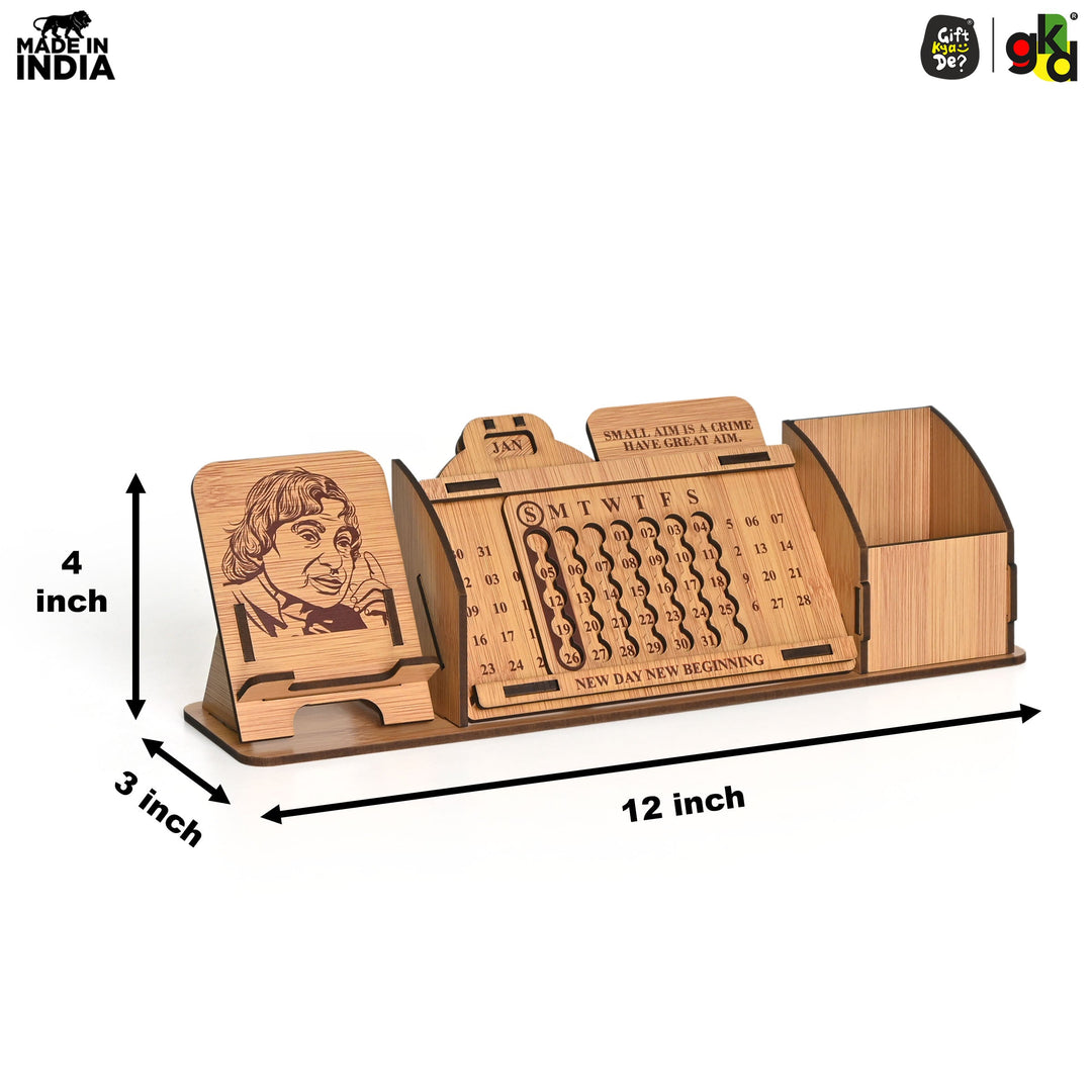 Gift Kya De Lifetime Calendar With Desk Organizer and Mobile Stand | Desk Calendar | Mobile Accessories