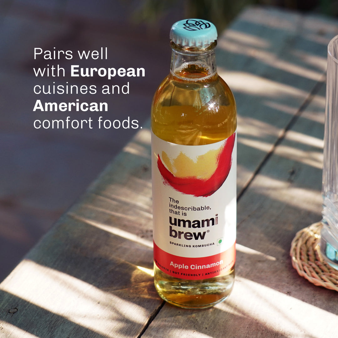 Umami Brew Apple Cinnamon Sparkling Kombucha (Pack of 6)